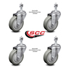 Service Caster 4 Inch Gray Polyurethane Wheel Swivel ½ Inch Threaded Stem Caster Set SCC SCC-TS20S414-PPUB-121315-4